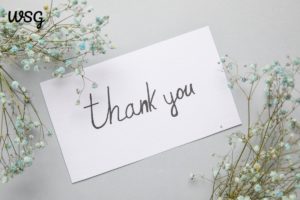 Thank you wedding speech note with delicate floral decorations.